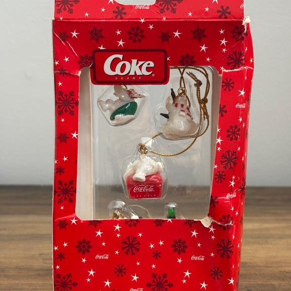 NIB Vintage COCA COLA Trim A Tree Collection Set 5 POLAR BEAR Mini Ornaments NEW - Picture 13 of 15